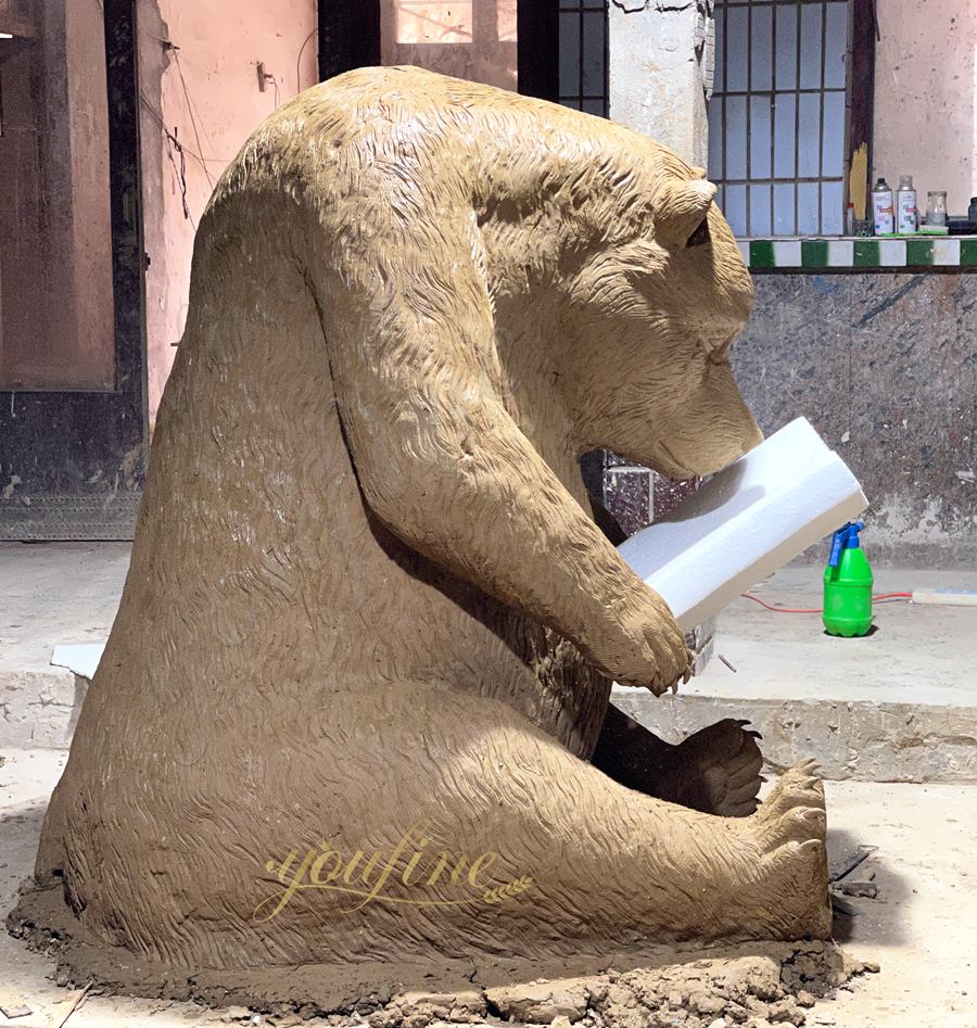 Large Reading Bear Sculpture clay model