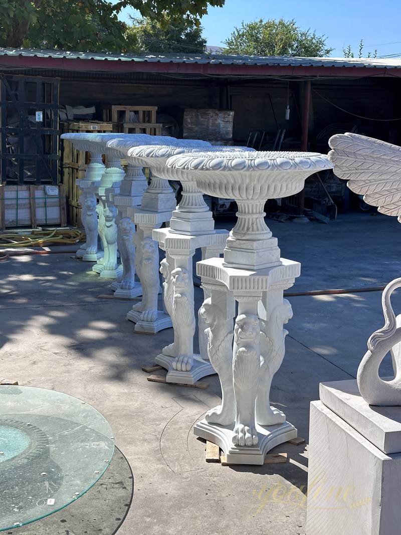 some Marble Roman Lion Pedestals flower pot