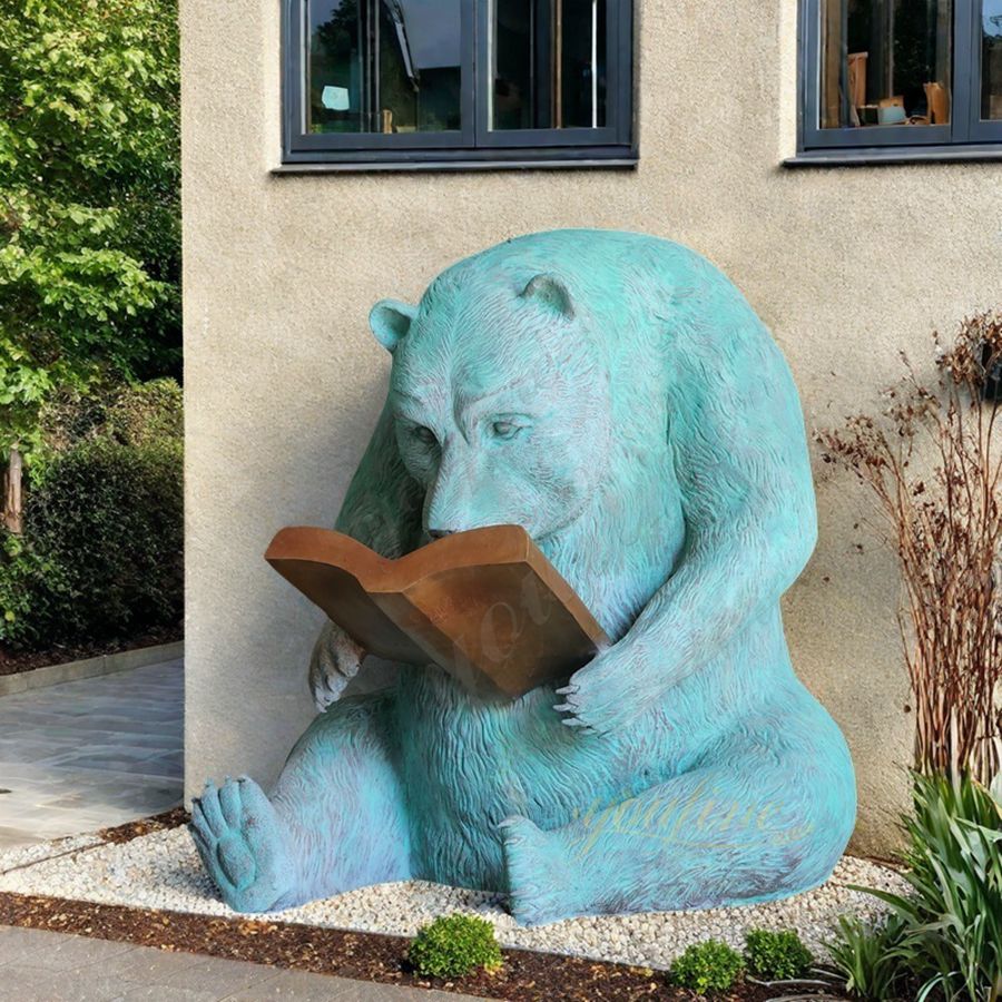 Outdoor Reading Bear Statue