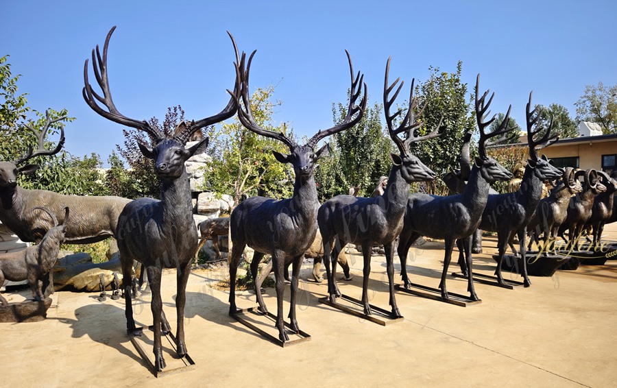 Wild Bronze Deer Sculpture