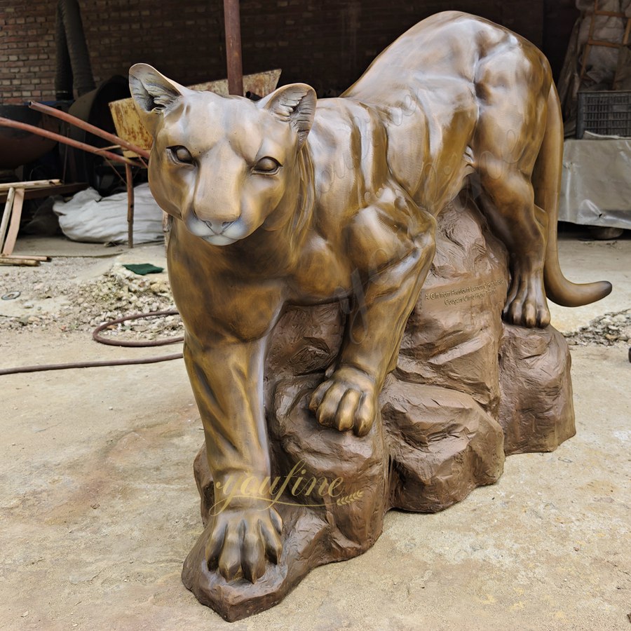bronze mountain lion statue