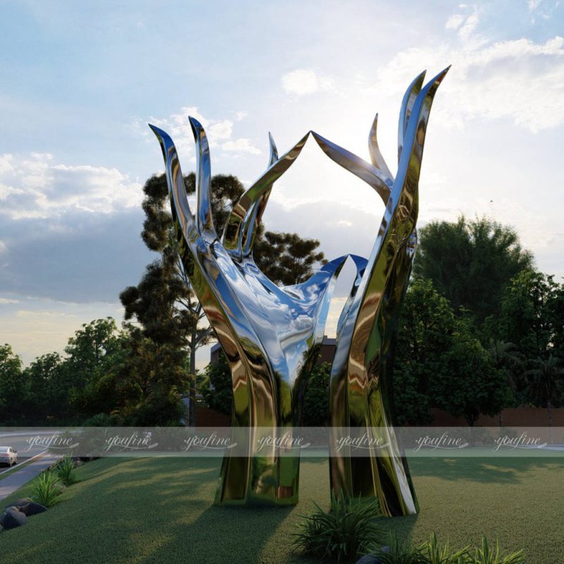 high polished metal hand sculpture
