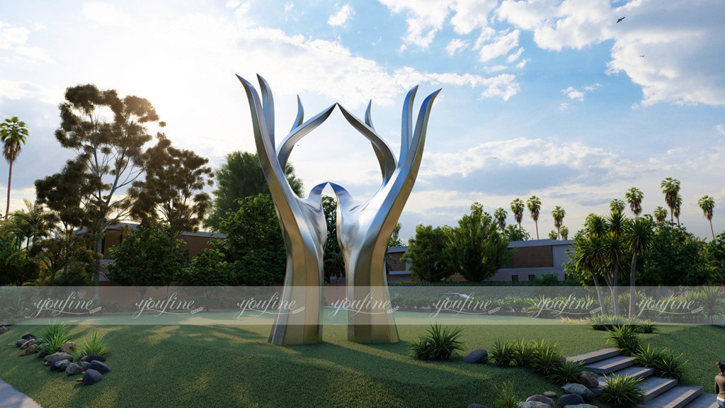 custom large scale abstract hand sculpture