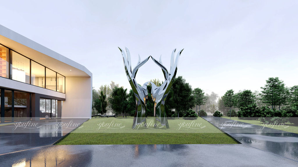 metal hand sculpture for commercial center