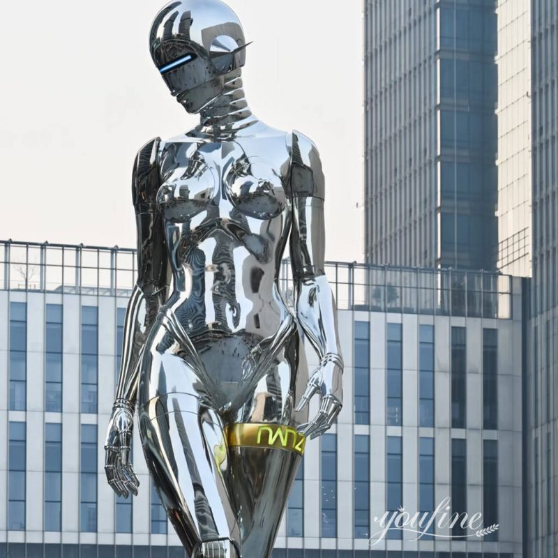 modern metal robot sculpture details