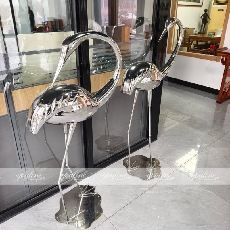 metal heron sculpture