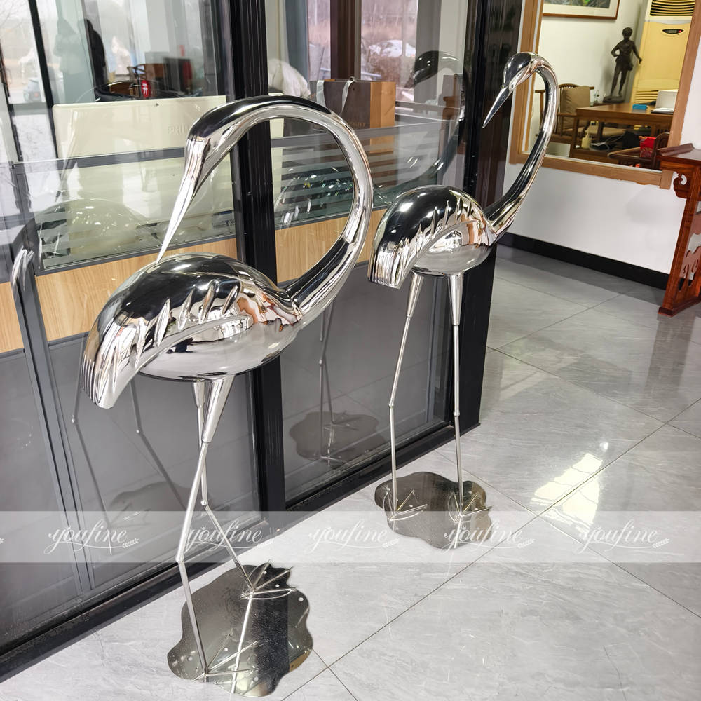 metal heron sculpture