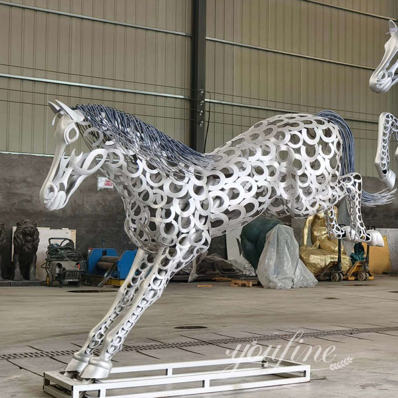 Modern Stainless Perforated Horse Sculpture SSD-076