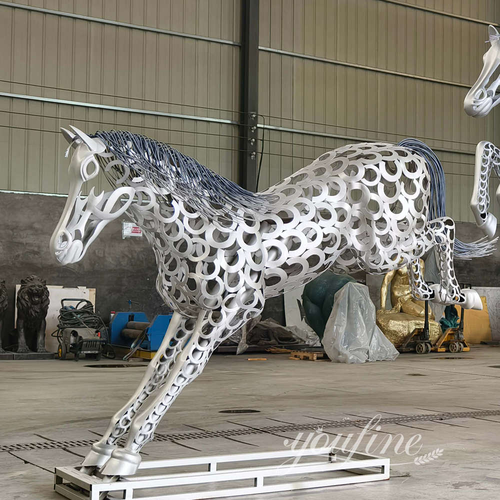 Modern Stainless Perforated Horse Sculpture SSD-076