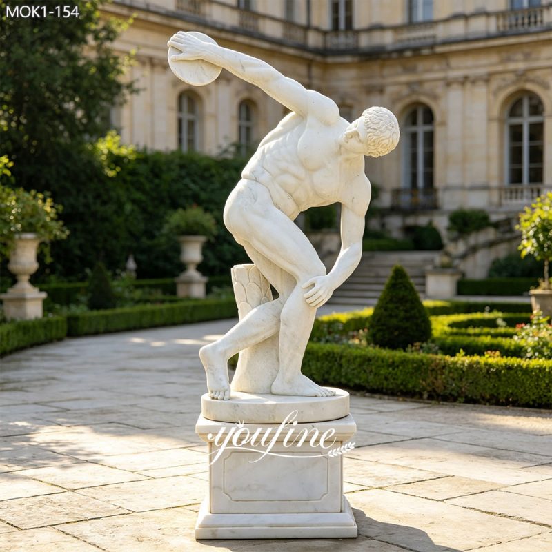 Escultura clássica de lançador de disco em mármore para exterior