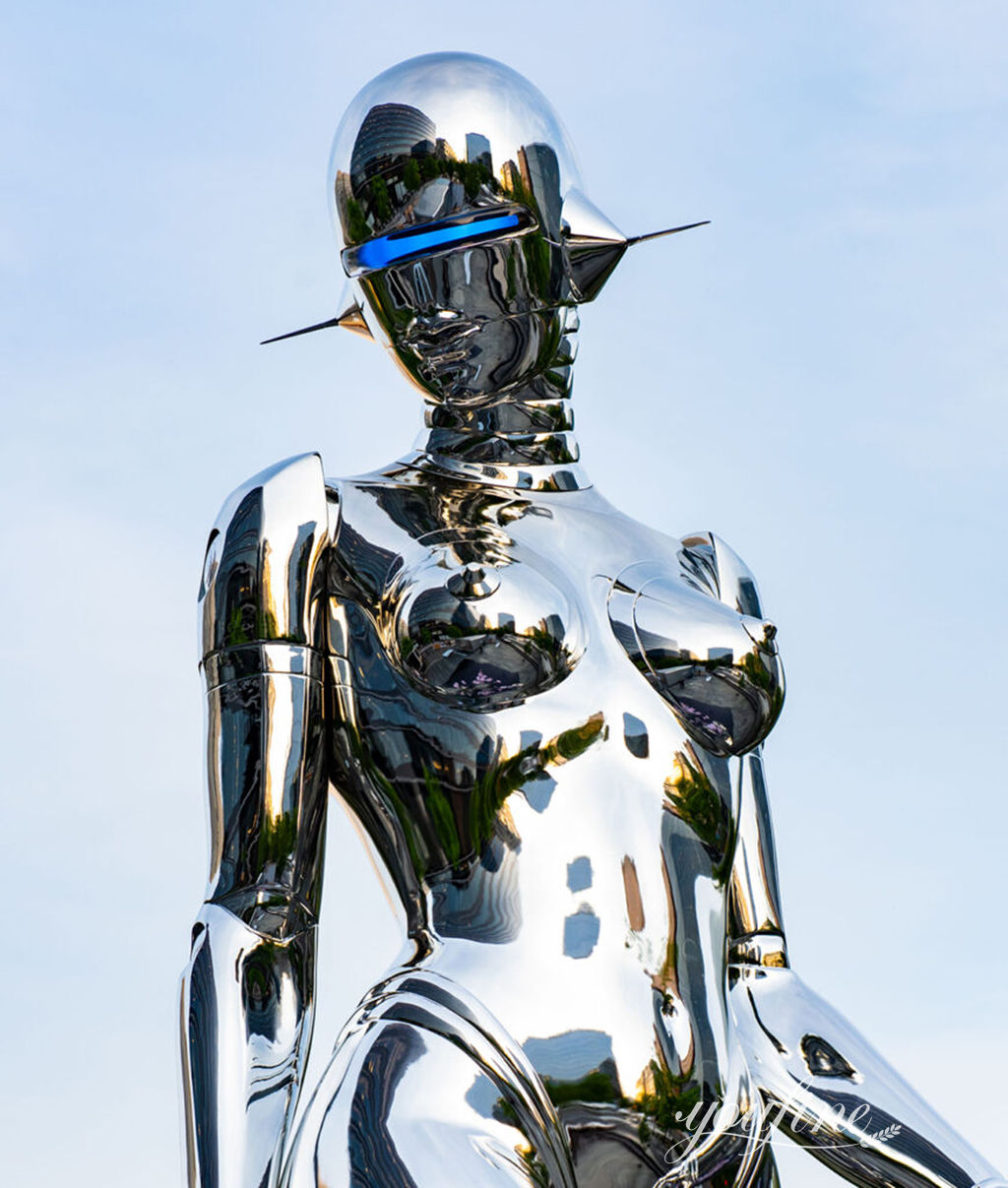 steel robot sculpture details 
