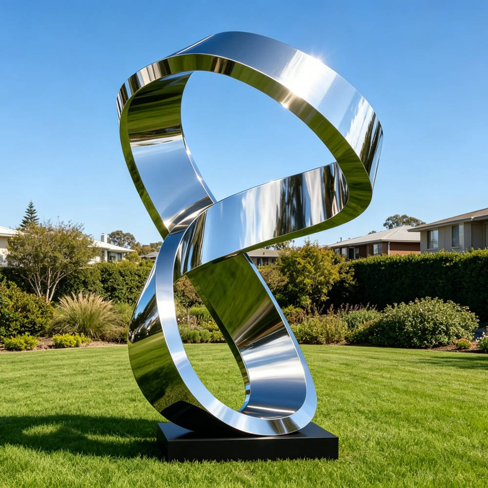 Custom abstract stainless steel sculpture for private garden