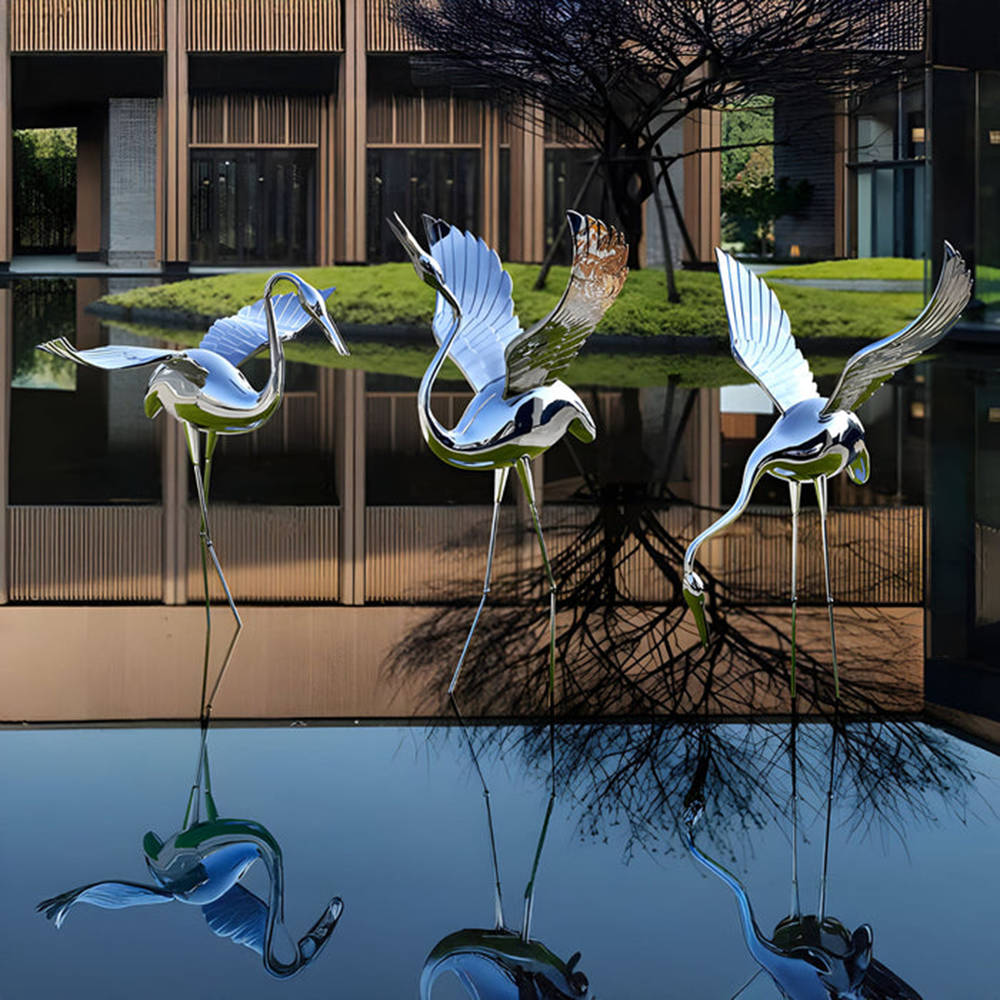Decorative Stainless Steel Metal Heron Sculpture RMAL-014