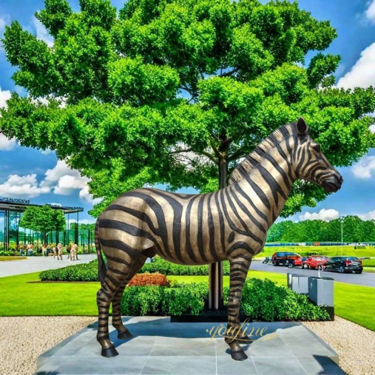 Realistic Wildlife Life Size Bronze Zebra Statue BAN-382