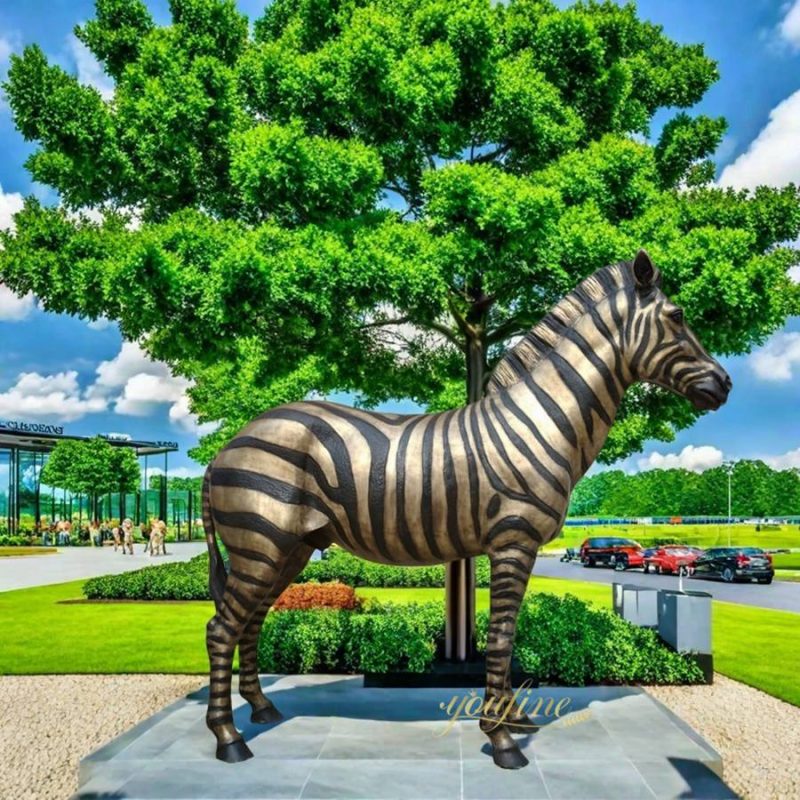 Realistic Wildlife Life Size Bronze Zebra Statue BAN-382