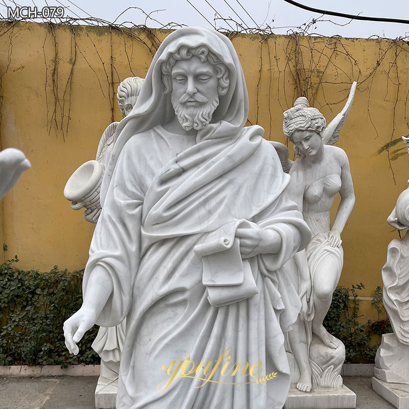 65’’ marble Saint Luke statue details