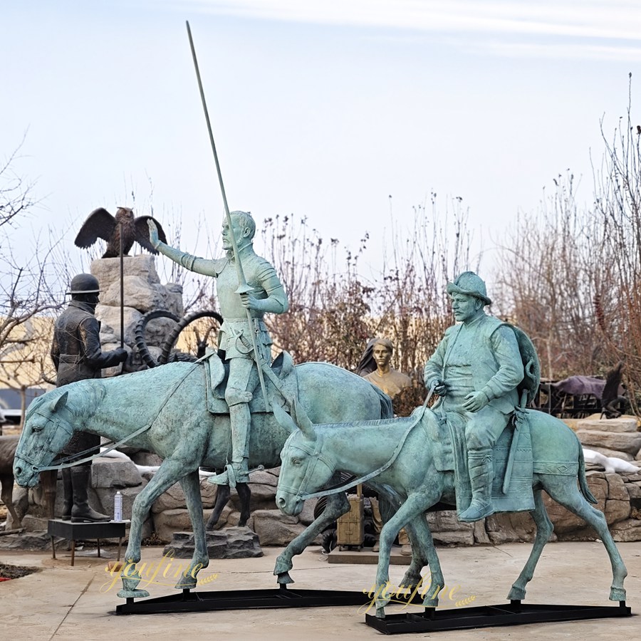 Antique Don Quixote and Sancho Panza sculpture