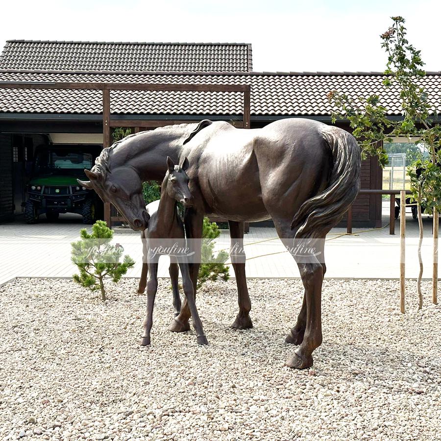 Bronze pony and mare sculpture from northeastern Europe