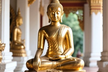 ブッダ像ー金張り  Buddha StatueーGold Ｐlated Large Buddha Statue for Sale