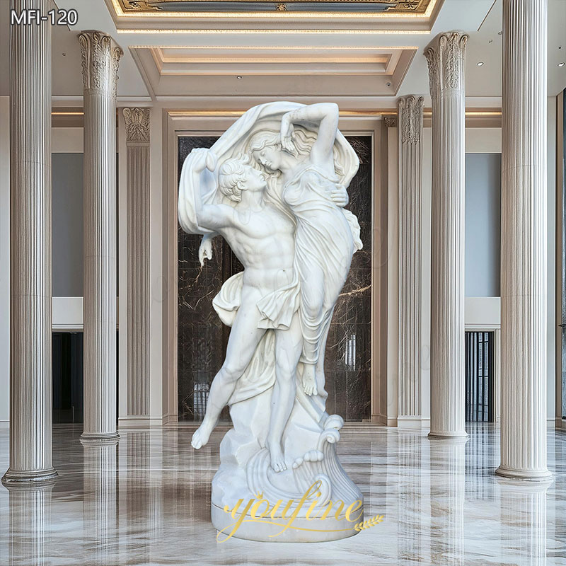 Life Size Marble Romantic Couple Sculpture for hotel lobby