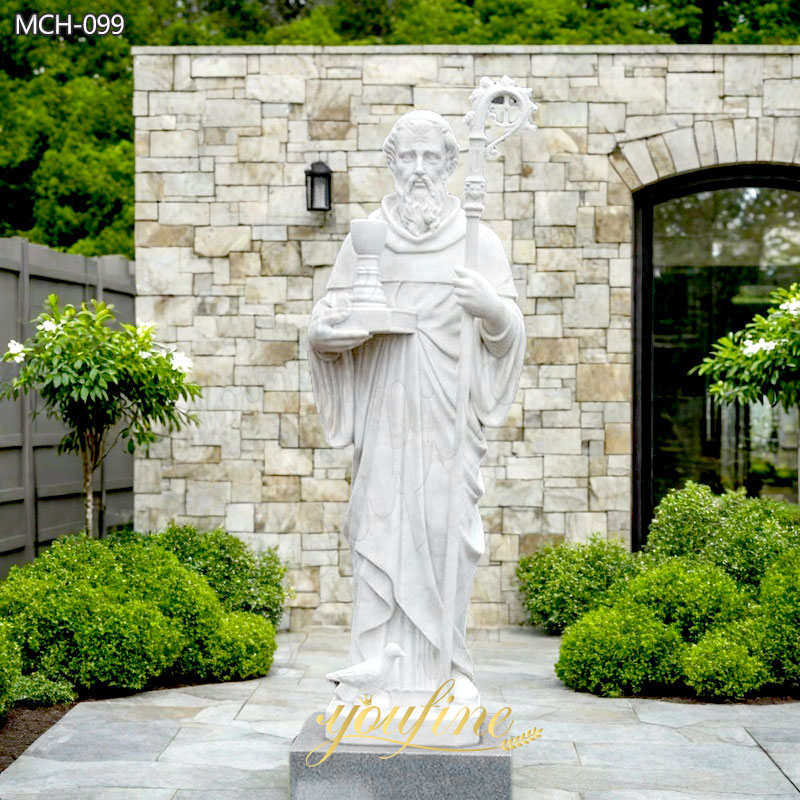 Outdoor Marble St. Benedict Statue for Sale