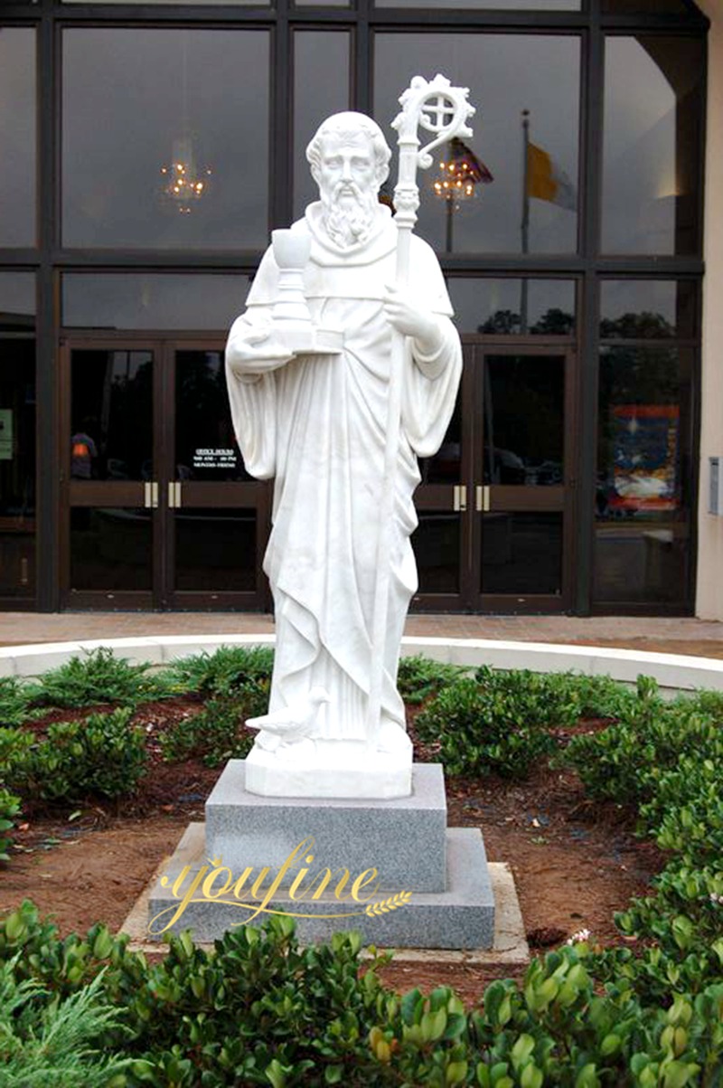 Outdoor Marble St Benedict sculpture