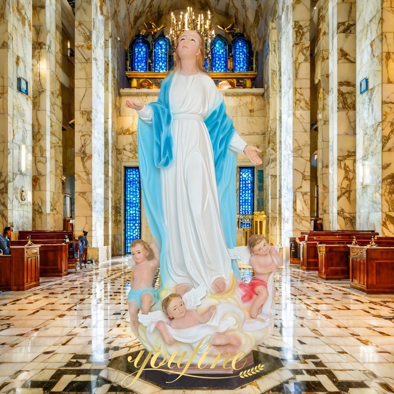 Painted marble our lady of immaculate conception statue