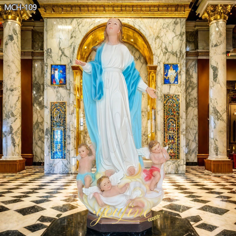 Painted Marble Our Lady of Immaculate Conception Statue