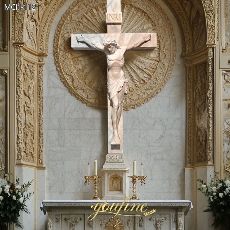 Religious Marble altar jesus statue on cross