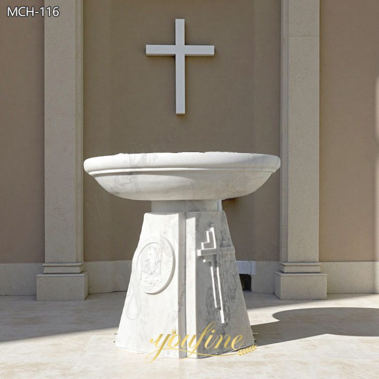 Round Catholic Marble baptismal font for Church