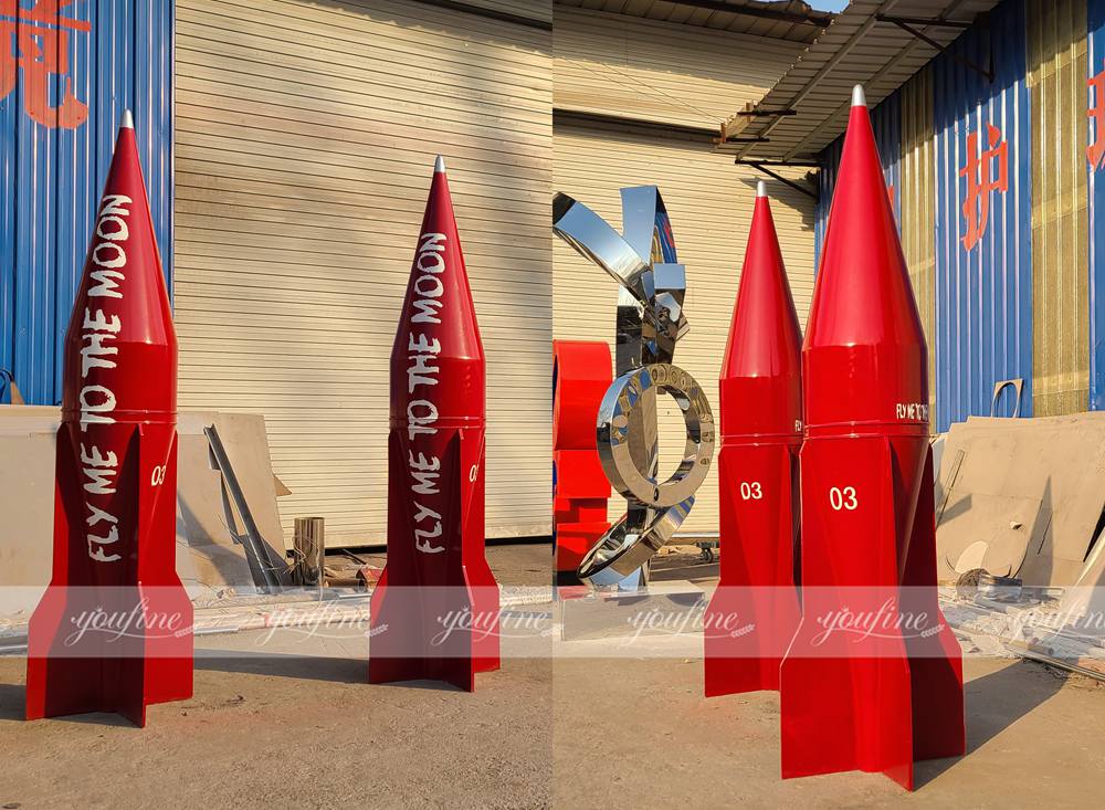 red rocket sculpture
