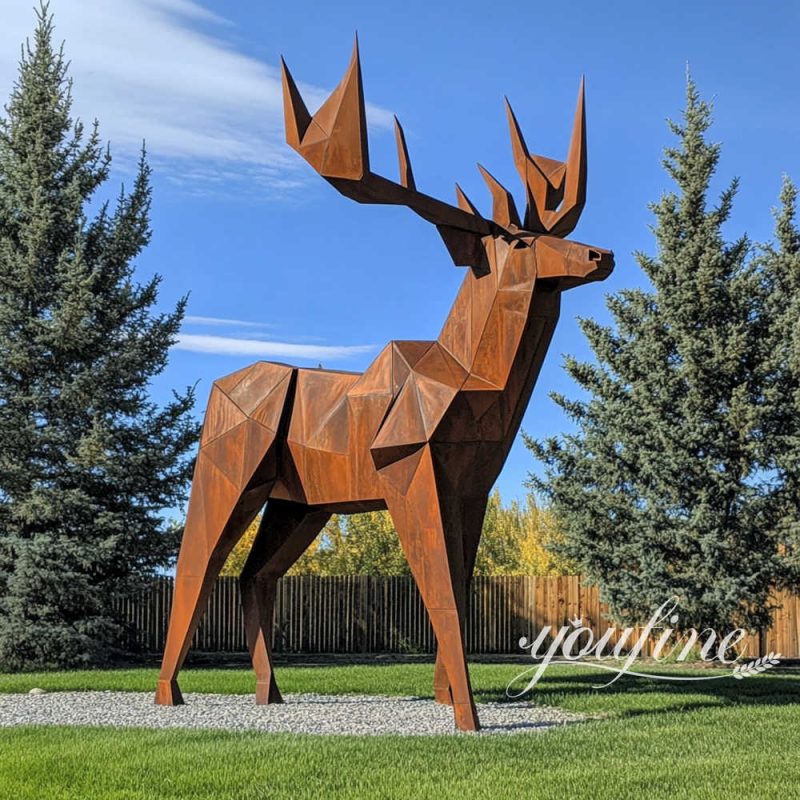 geometric deer sculpture for garden decor