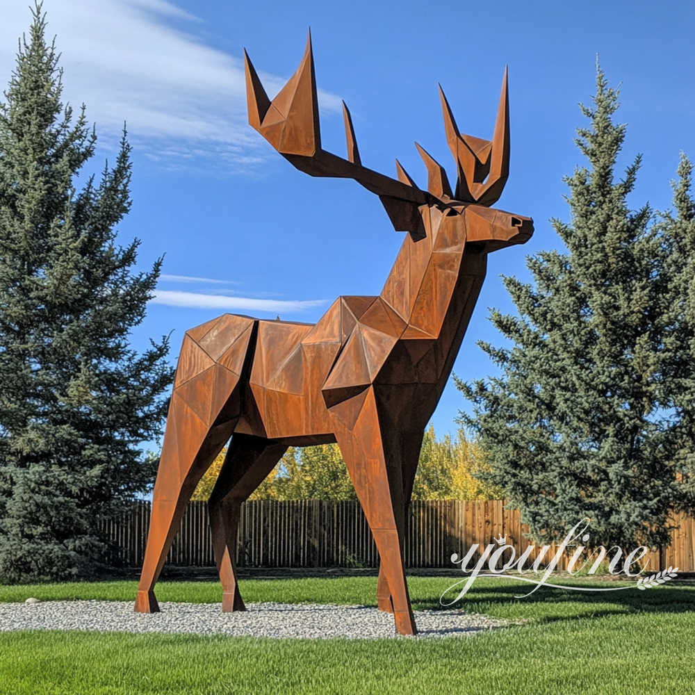 geometric deer sculpture for garden decor