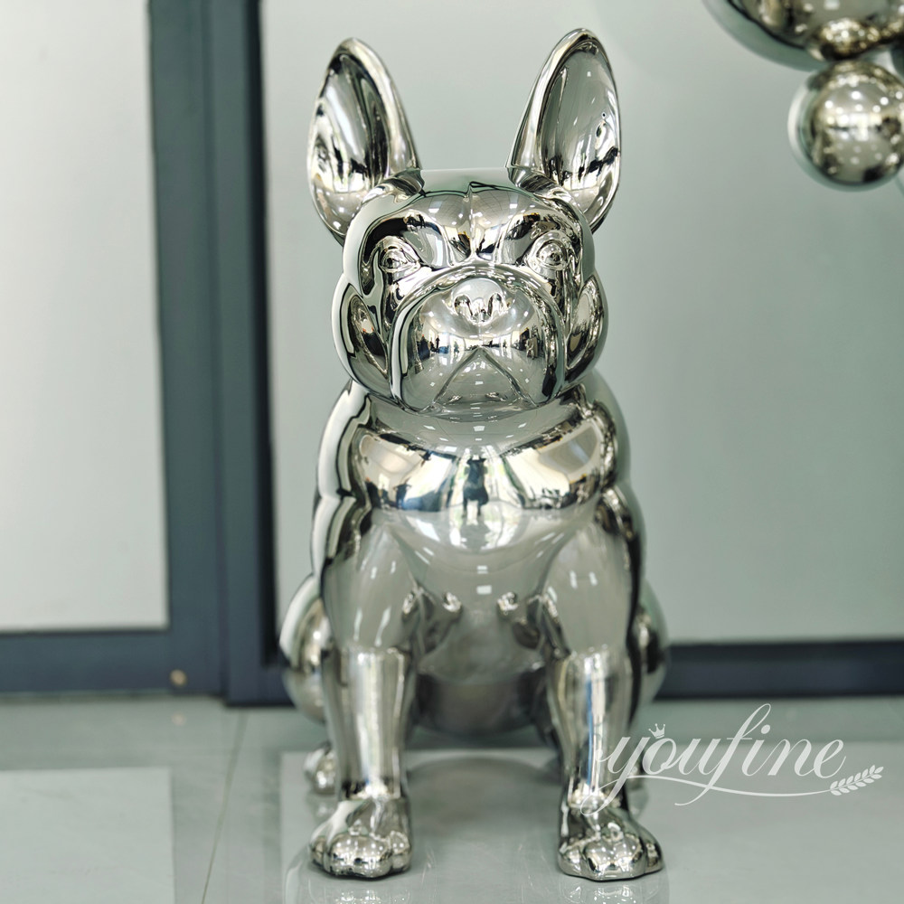 decorative stainless steel bulldog sculpture