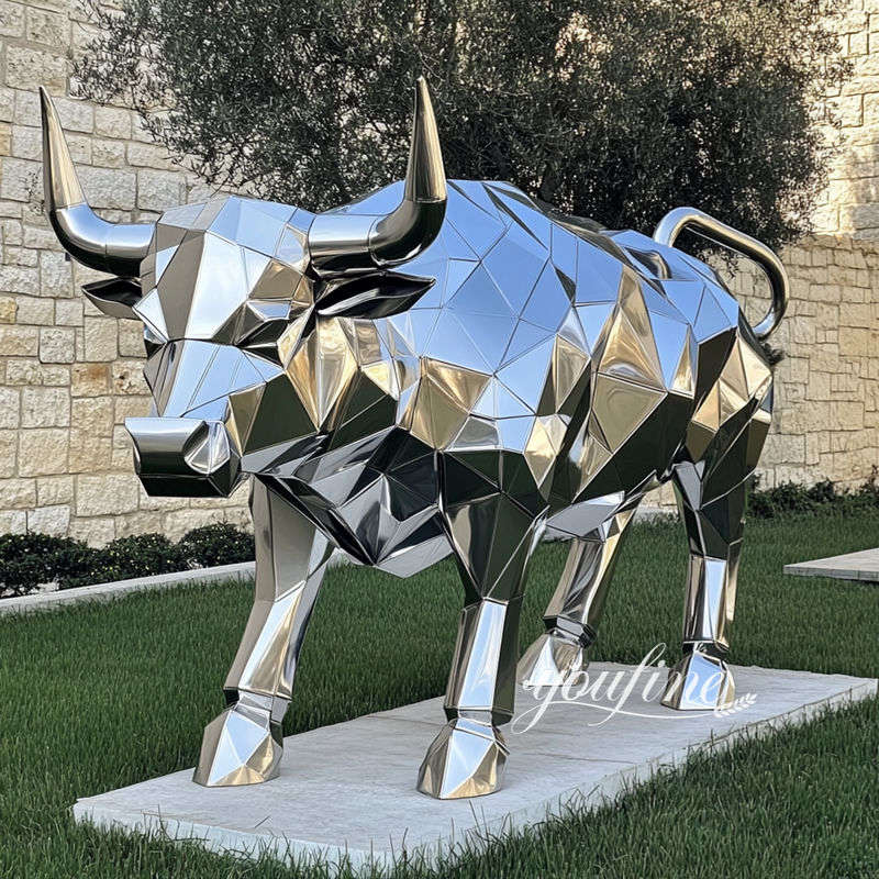 large geometric bull sculpture