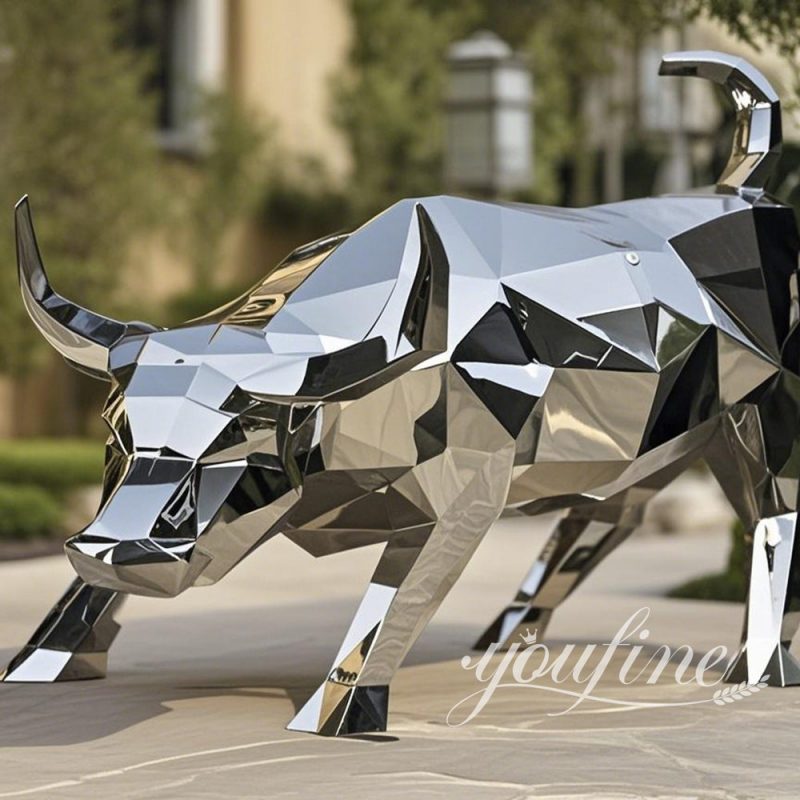 Contemporary Stainless Steel Geometric Bull Sculpture SSD-085