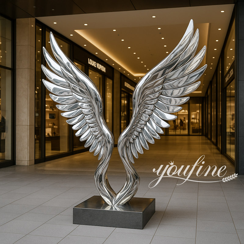 stainless steel large wings sculpture