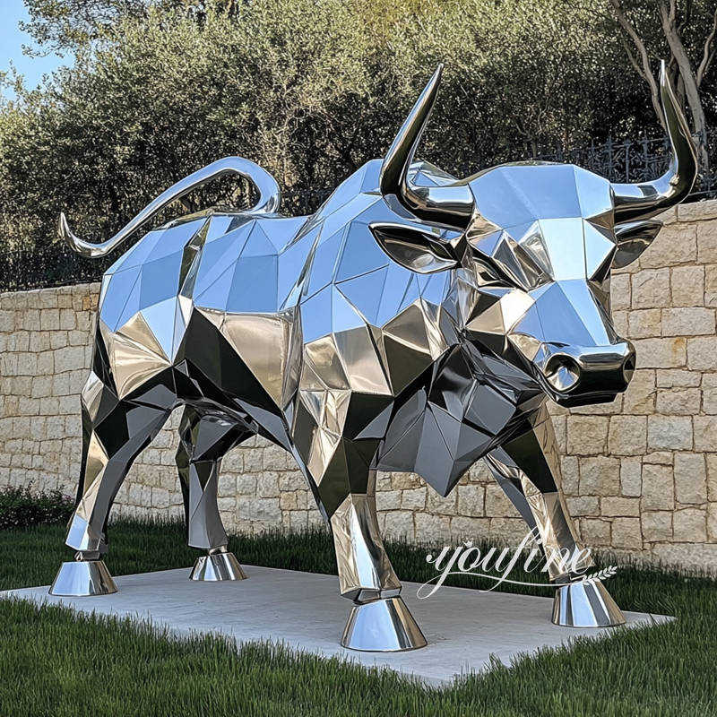 Contemporary Stainless Steel Geometric Bull Sculpture SSD-085