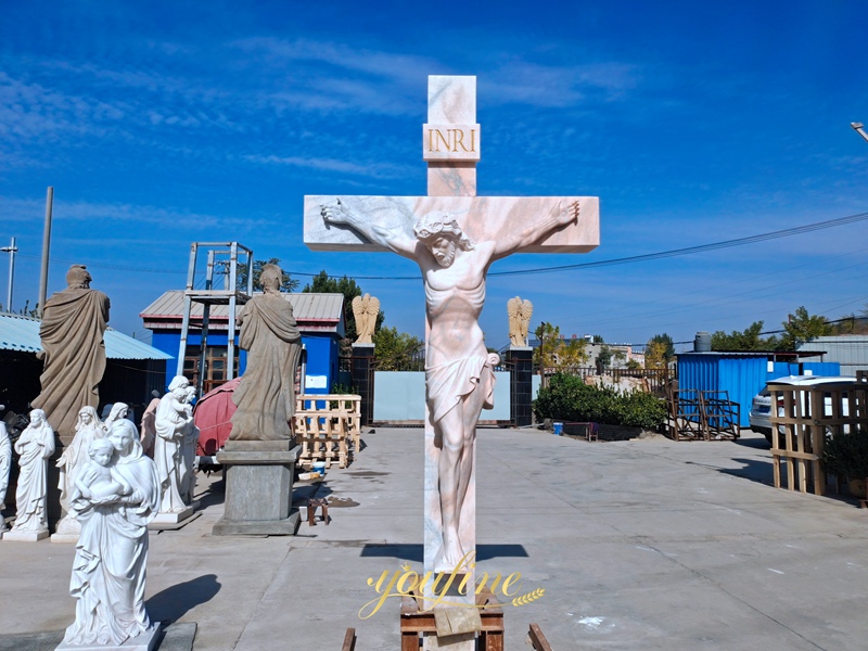 life size Marble altar jesus statue on cross for sale