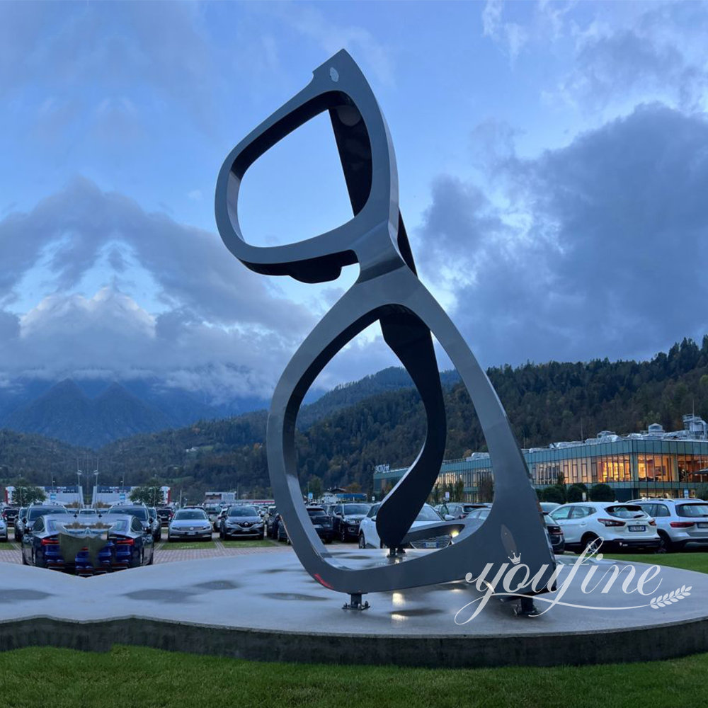 black metal glasses sculpture