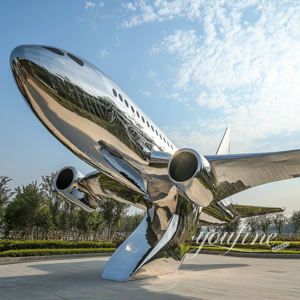 decorative mirror polished airplane sculpture