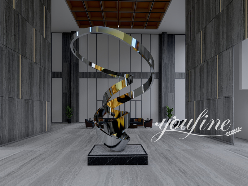 abstract steel ribbon sculpture