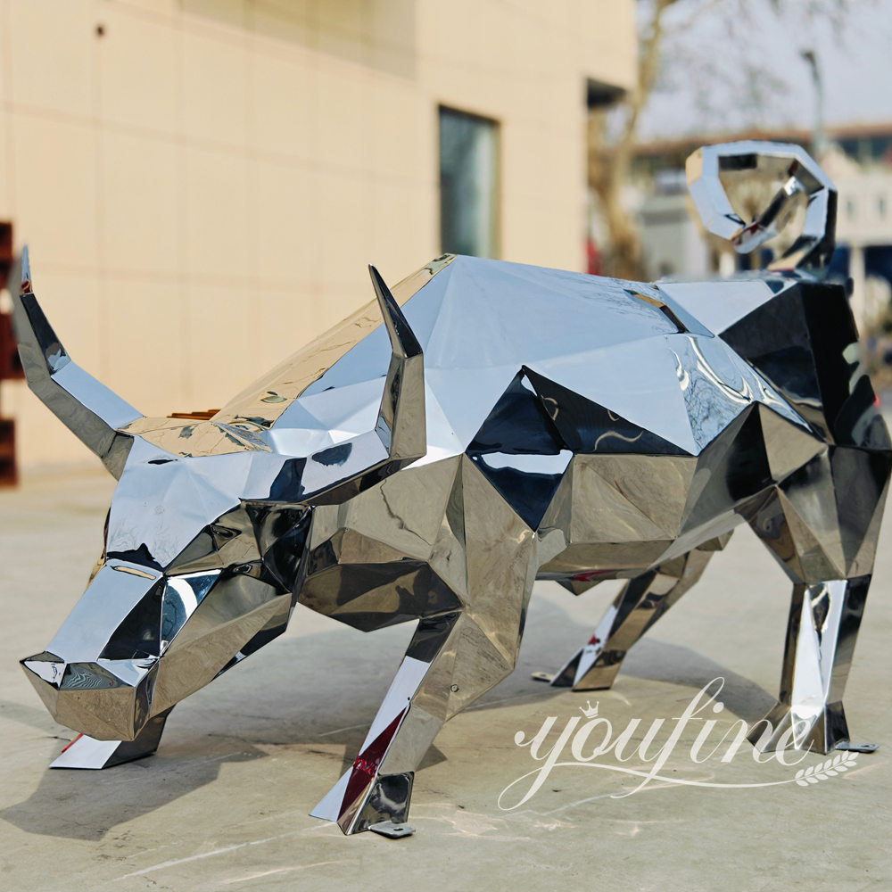 life size modern geometric bull sculpture