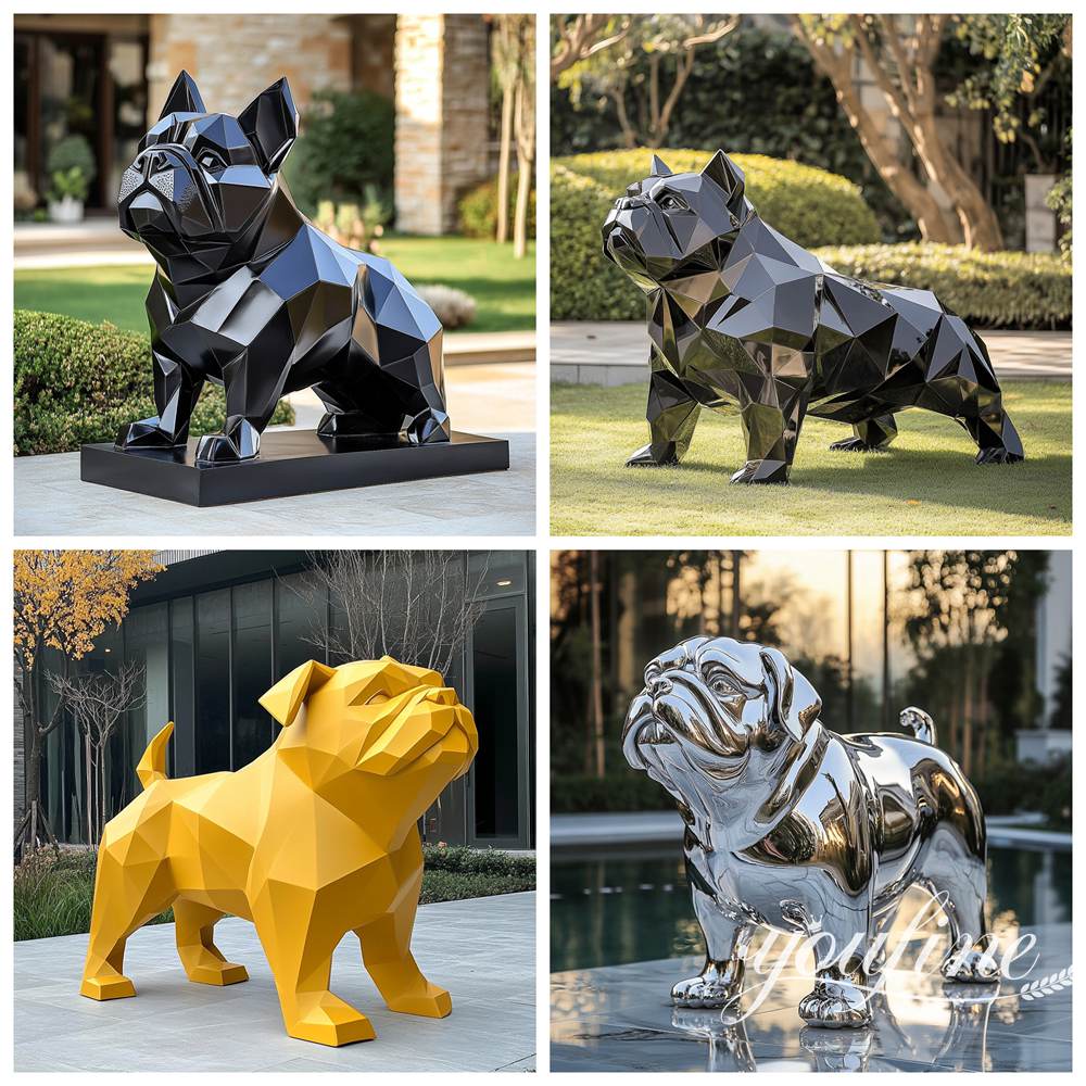 more metal bulldog sculptures