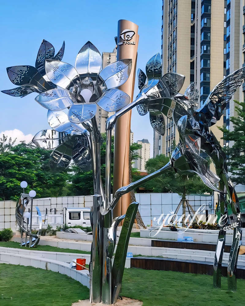 outdoor  larg ornament metal flower sculpture