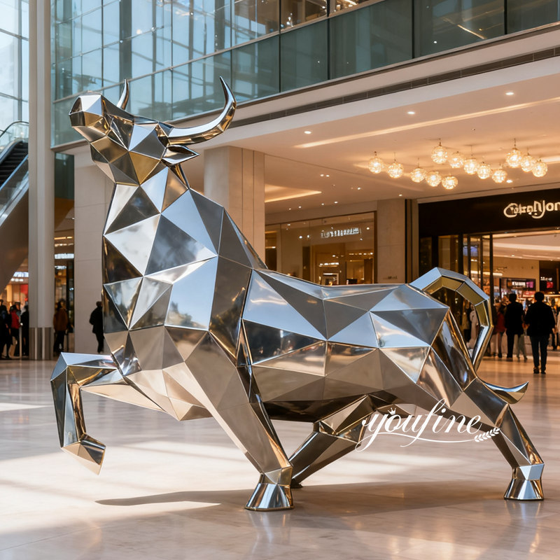 steel bull sculpture for shopping mall decor
