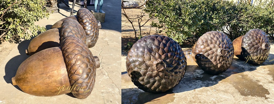 Bronze pine cone sculptures