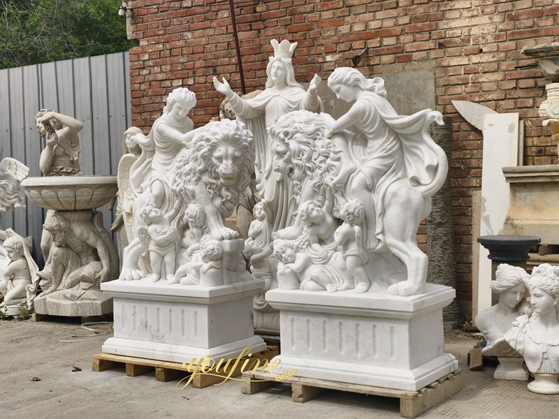 Goddess riding lion statue for sale