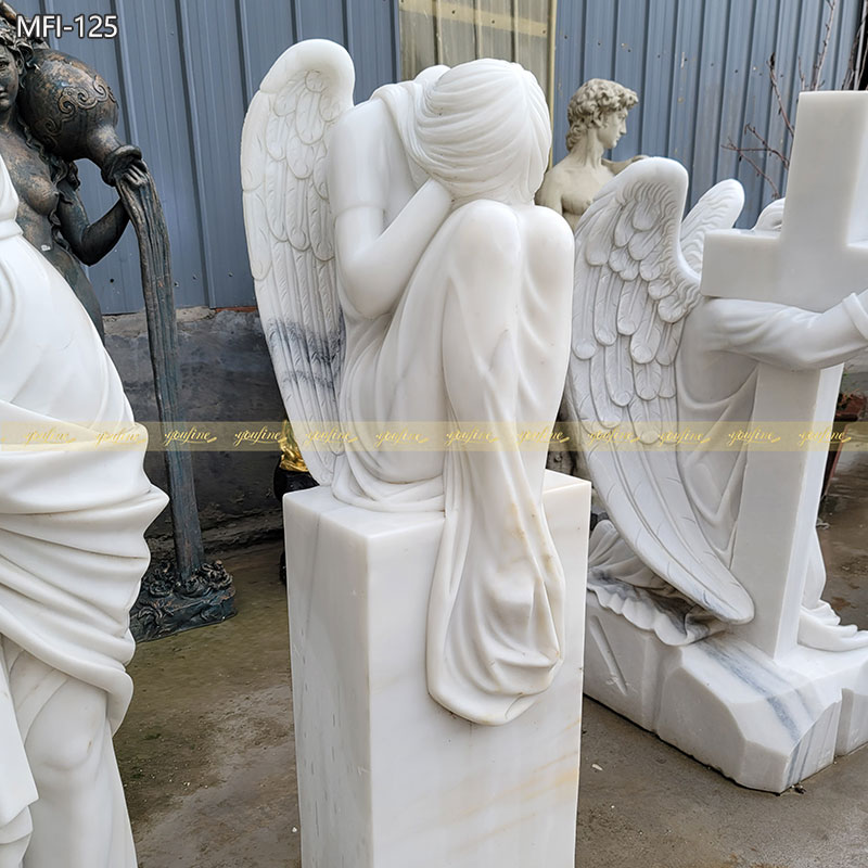 Hand carved Marble Weeping Lady Statue for cemetery