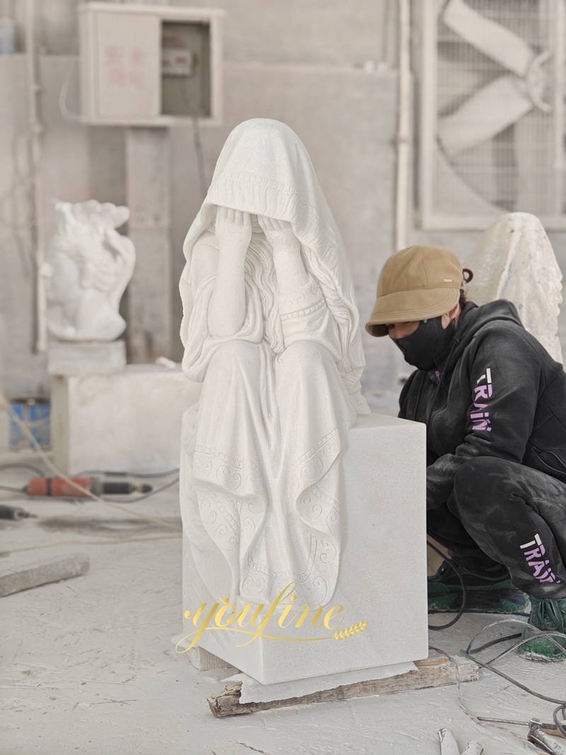 Marble Weeping Lady Statue